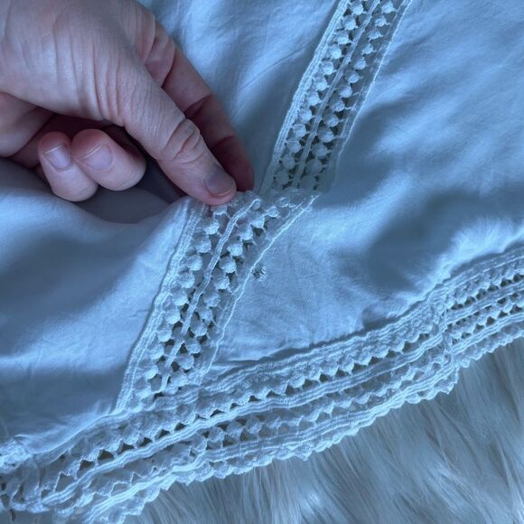 BLE Resort Collection Lightweight Boxy Top With Crochet Lace Trim in White - Picture 8 of 9